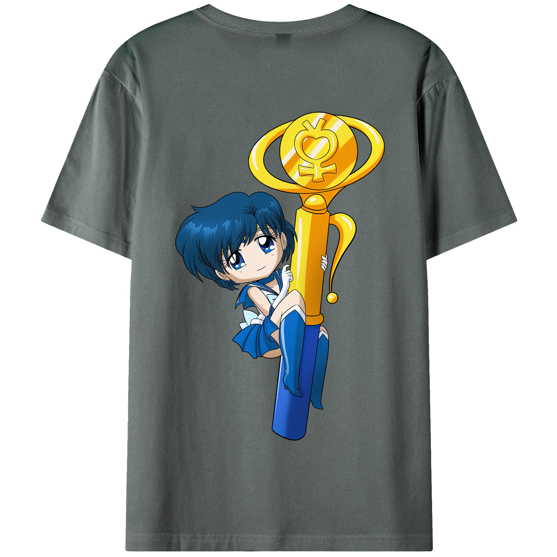 （画像用） 美少女戦士セーラームーン 水野 亜美 みずの あみ Sailor Moon Mizuno Ami 綿100％半袖Tシャツ（背面プリント）